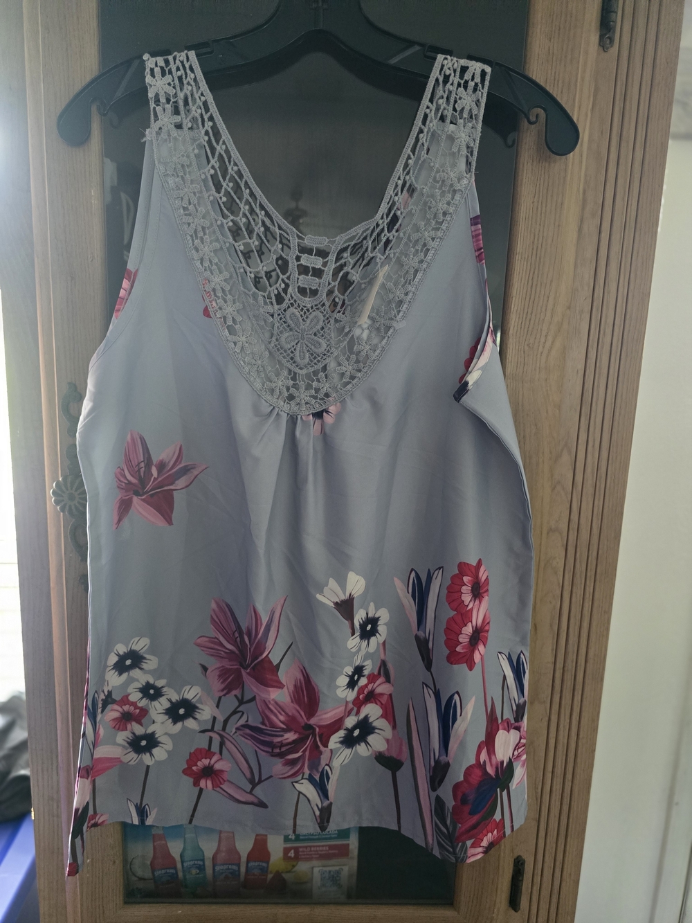 SHEIN Lavender Floral Crochet-Trim Camisole